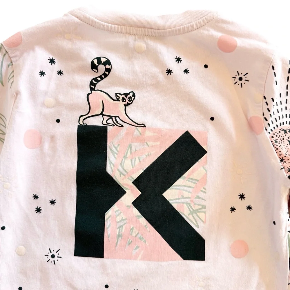 Kenzo Kids Tiger Jungle Graphic Long Sleeve Tee Pink Girls 4 104 Designer Top 4A